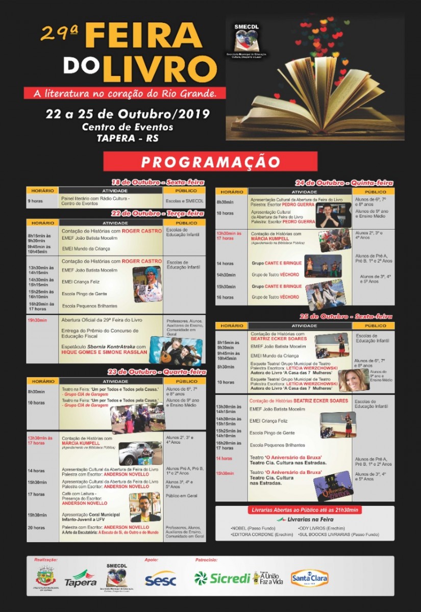 Prefeitura Municipal de Erechim - Publicado chamamento para expositores da  25ª Feira do Livro de Erechim